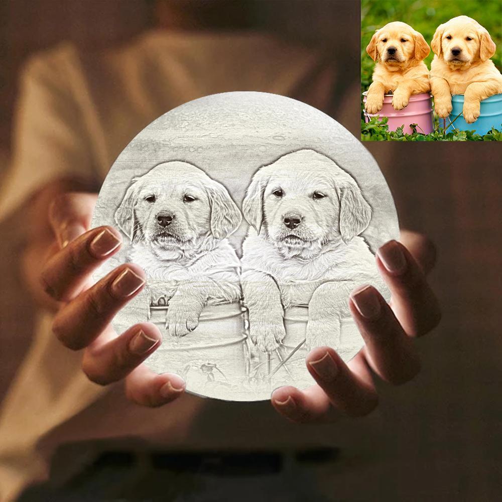 Custom Cute Pet 3D Printed Jupiter Lamp Personalised Gift - Touch Two Colors (10-20cm)