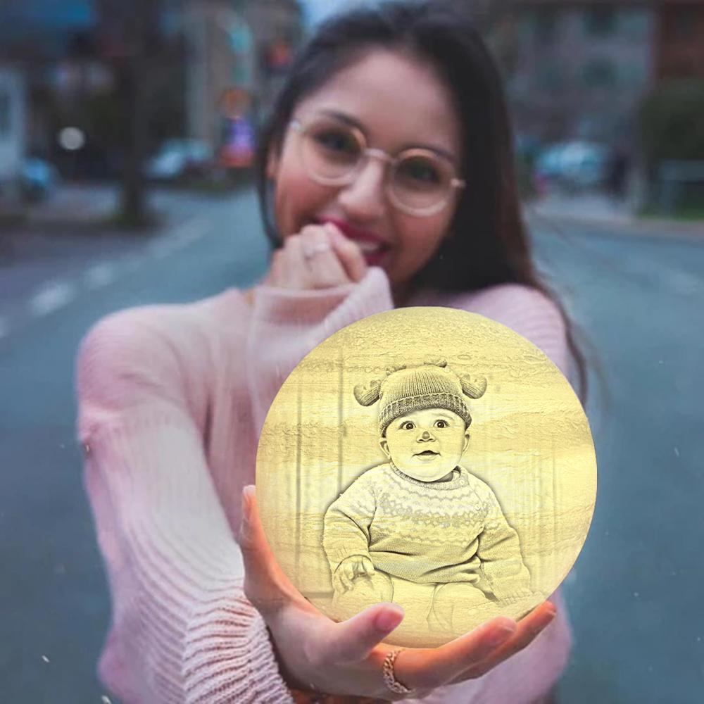 3D Printed Jupiter Lamp Personalized Cute Baby - Touch Three Colors (10-20cm) - MyMoonLampUk