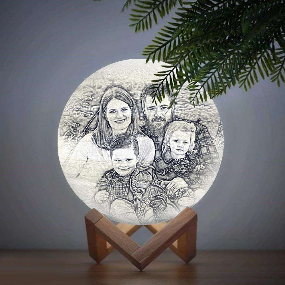 3D Printed Jupiter Lamp Personalized Happy Family - Touch Three Colors (10-20cm) - MyMoonLampUk