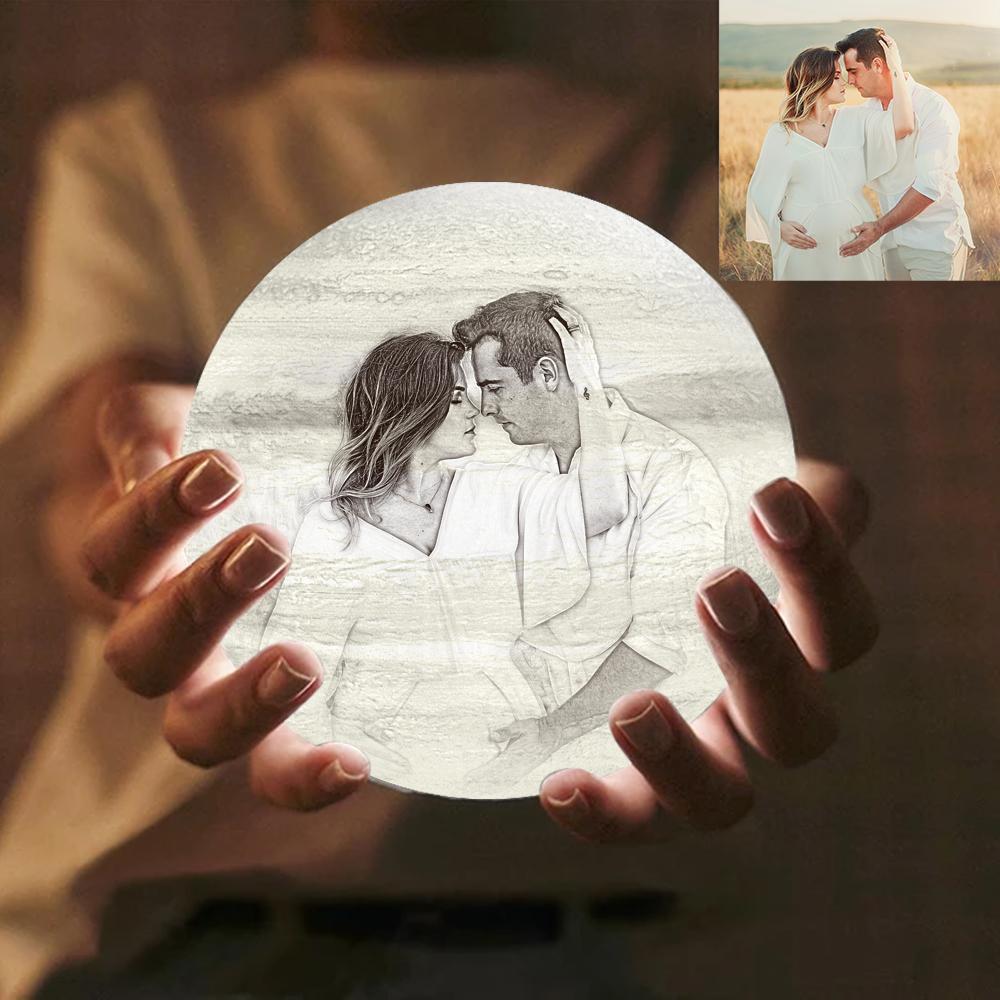 3D Printed Jupiter Lamp Personalized Sweet Lover - Touch Three Colors (10-20cm) - MyMoonLampUk
