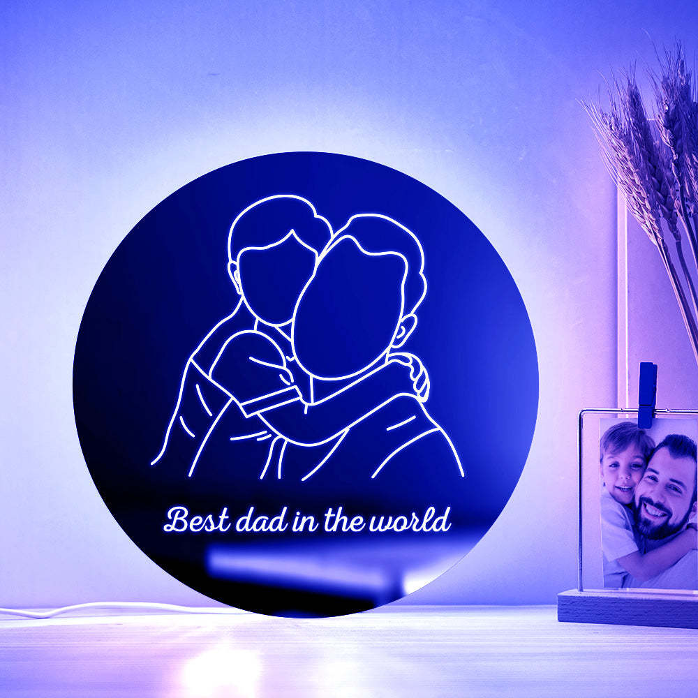 Personalized Photo Round Mirror Colorful Lamp Line Drawing Led Night Light Exquisite Home Gifts - mymoonlampuk