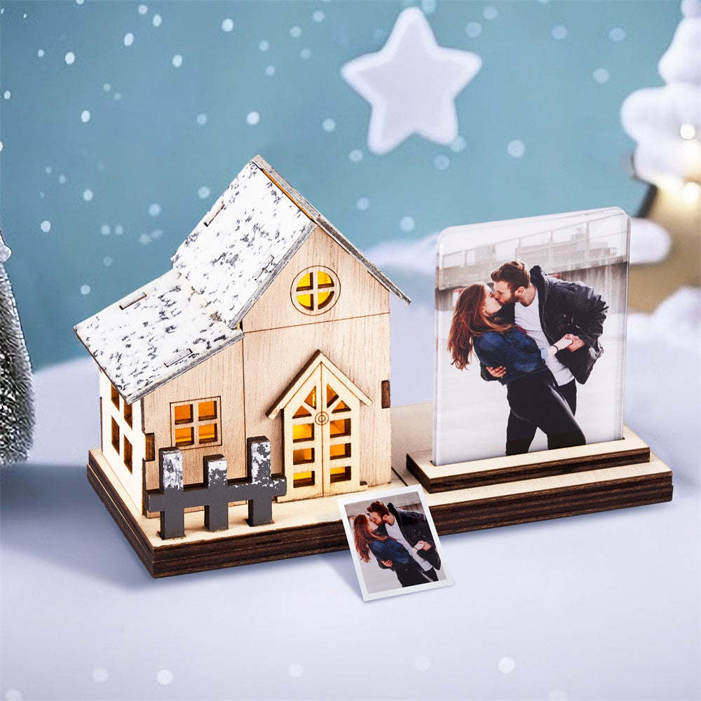 Custom Photo Mini Lighted House Personalized Wooden Night Light Decor For Christmas Day - mymoonlampuk
