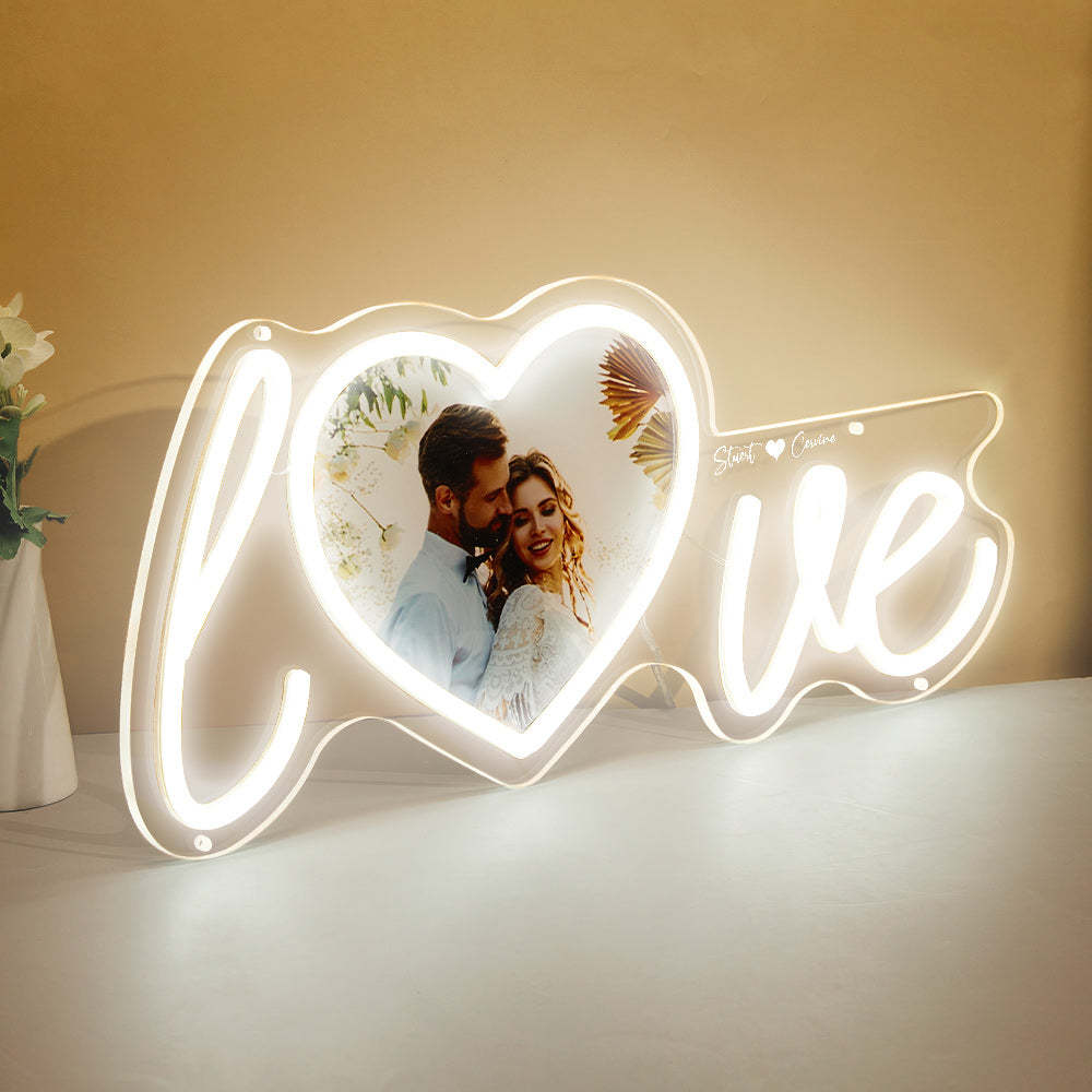 Custom Photo and Name Love Heart Neon Lamp - mymoonlampuk