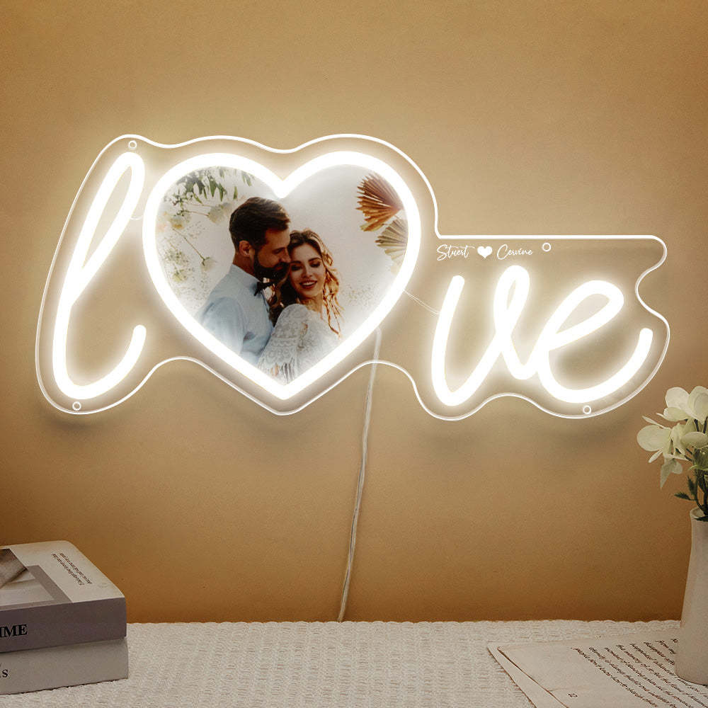 Custom Photo and Name Love Heart Neon Lamp - mymoonlampuk