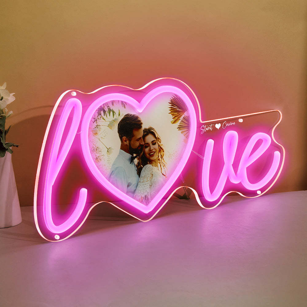 Custom Photo and Name Love Heart Neon Lamp - mymoonlampuk