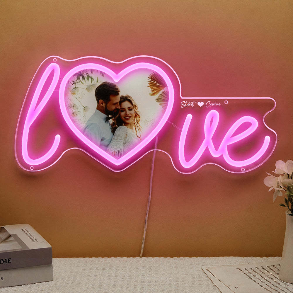 Custom Photo and Name Love Heart Neon Lamp - mymoonlampuk