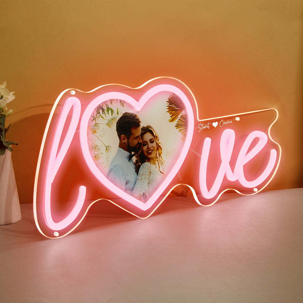 Custom Photo and Name Love Heart Neon Lamp - mymoonlampuk