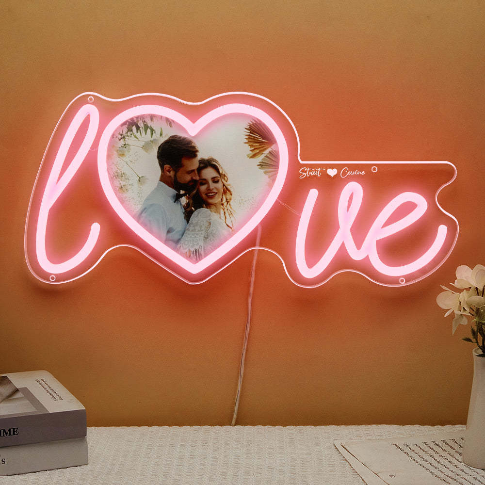 Custom Photo and Name Love Heart Neon Lamp - mymoonlampuk