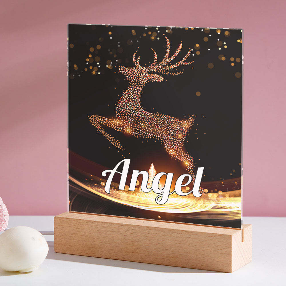 Christmas Gifts Custom Christmas Elk Night Light with Photo Personalized Night Lamp With Text - mymoonlampuk