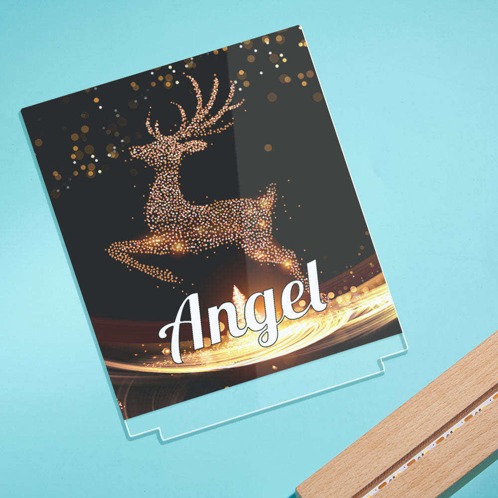 Christmas Gifts Custom Christmas Elk Night Light with Photo Personalized Night Lamp With Text - mymoonlampuk