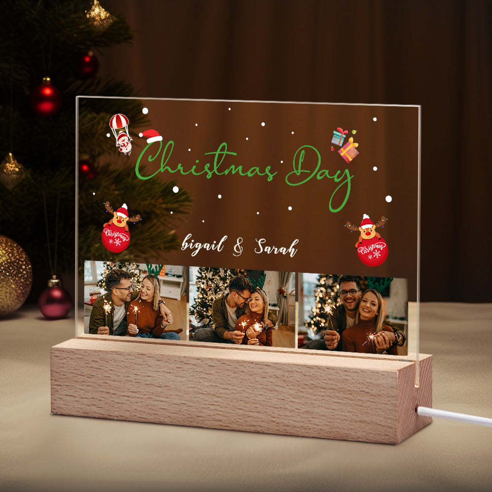 Christmas Day Personalized Photo Night Light Custom Name Couple Gifts - mymoonlampuk