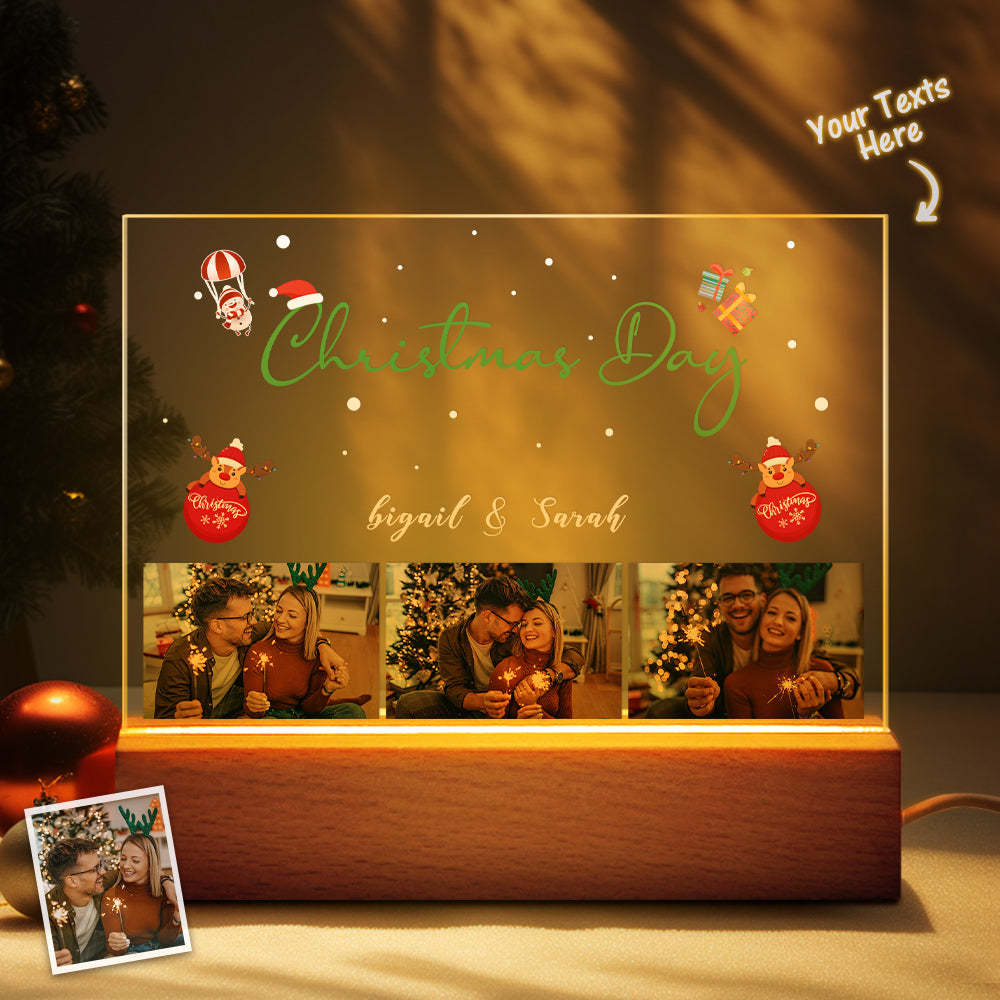 Christmas Day Personalized Photo Night Light Custom Name Couple Gifts - mymoonlampuk