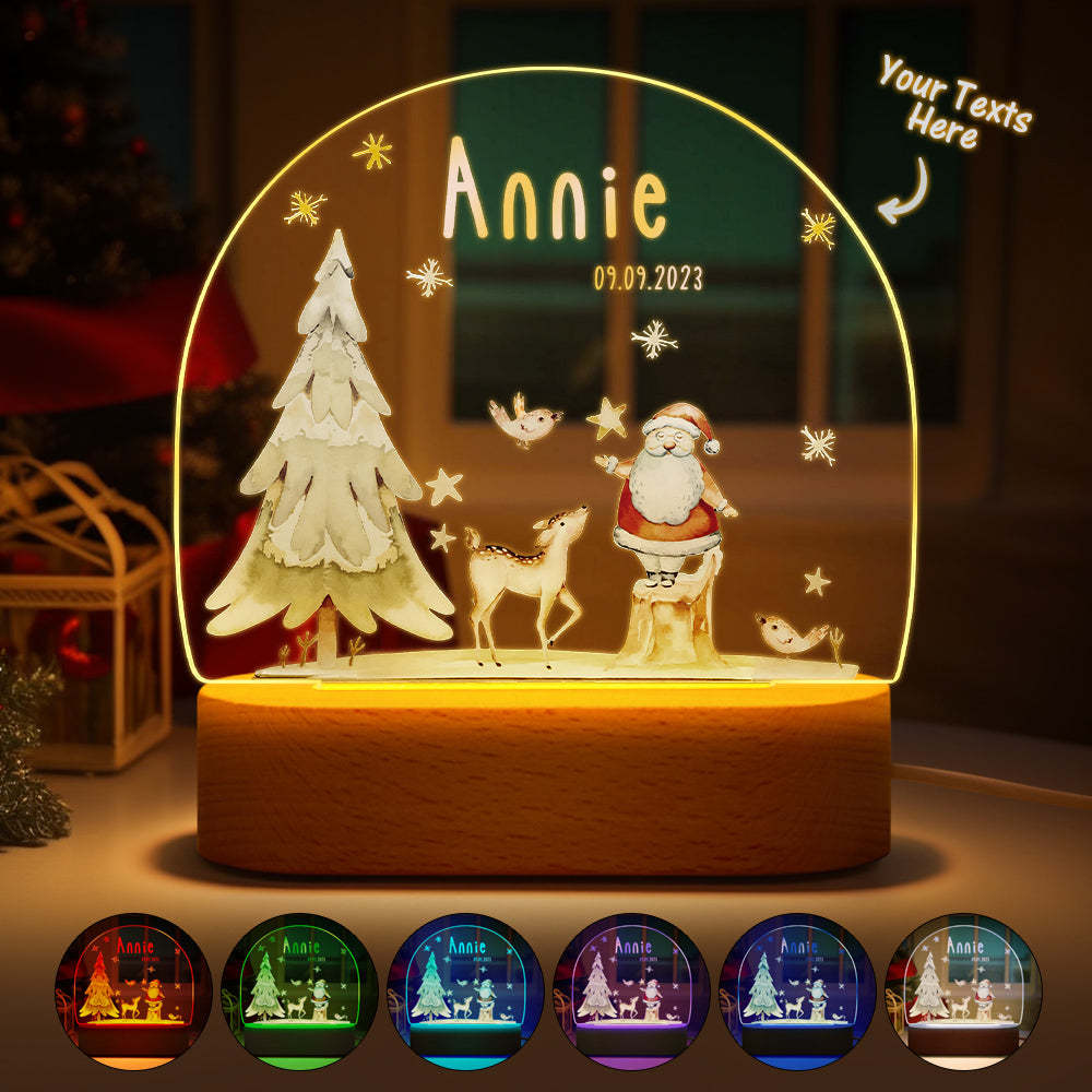 Custom Name Christmas Tree Personalized Santa Elk Baby Night Light Bedroom Christmas Gift - mymoonlampuk