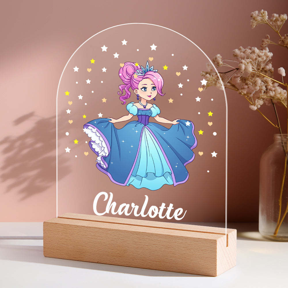 Custom Princess Ballerina Night Light Personalised Name Baby Gift - mymoonlampuk