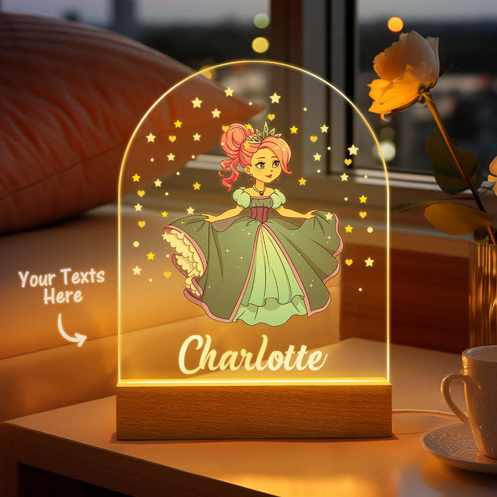 Custom Princess Ballerina Night Light Personalised Name Baby Gift - mymoonlampuk