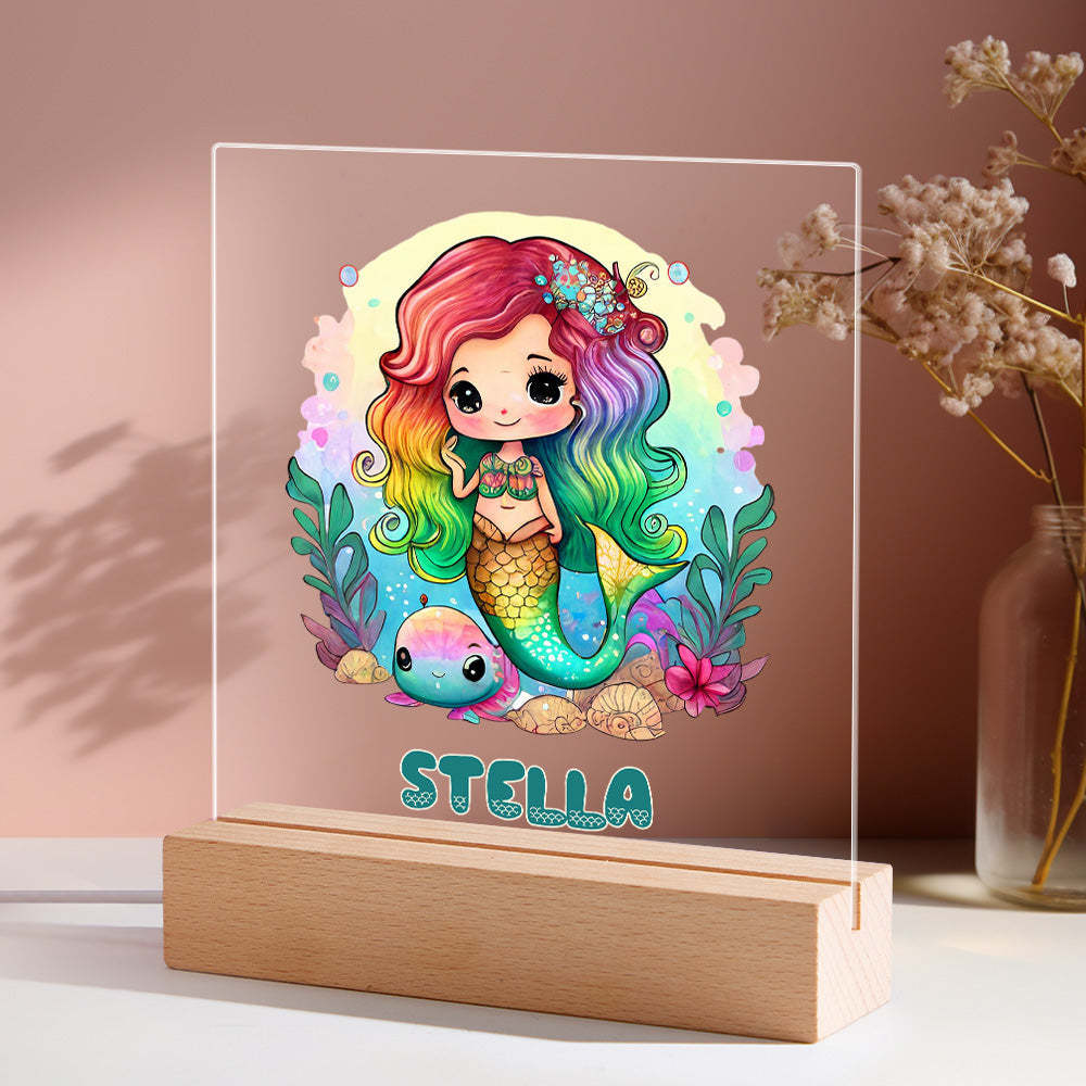 Colorful Mermaid Magical Princess Girls Room Decor Name Night Light LED Personalized Seven Color Options Gift - mymoonlampuk