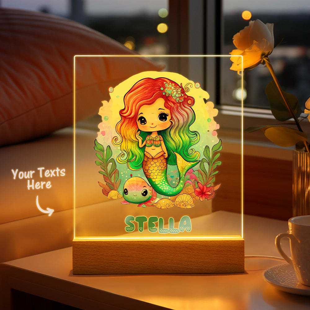 Colorful Mermaid Magical Princess Girls Room Decor Name Night Light LED Personalized Seven Color Options Gift - mymoonlampuk