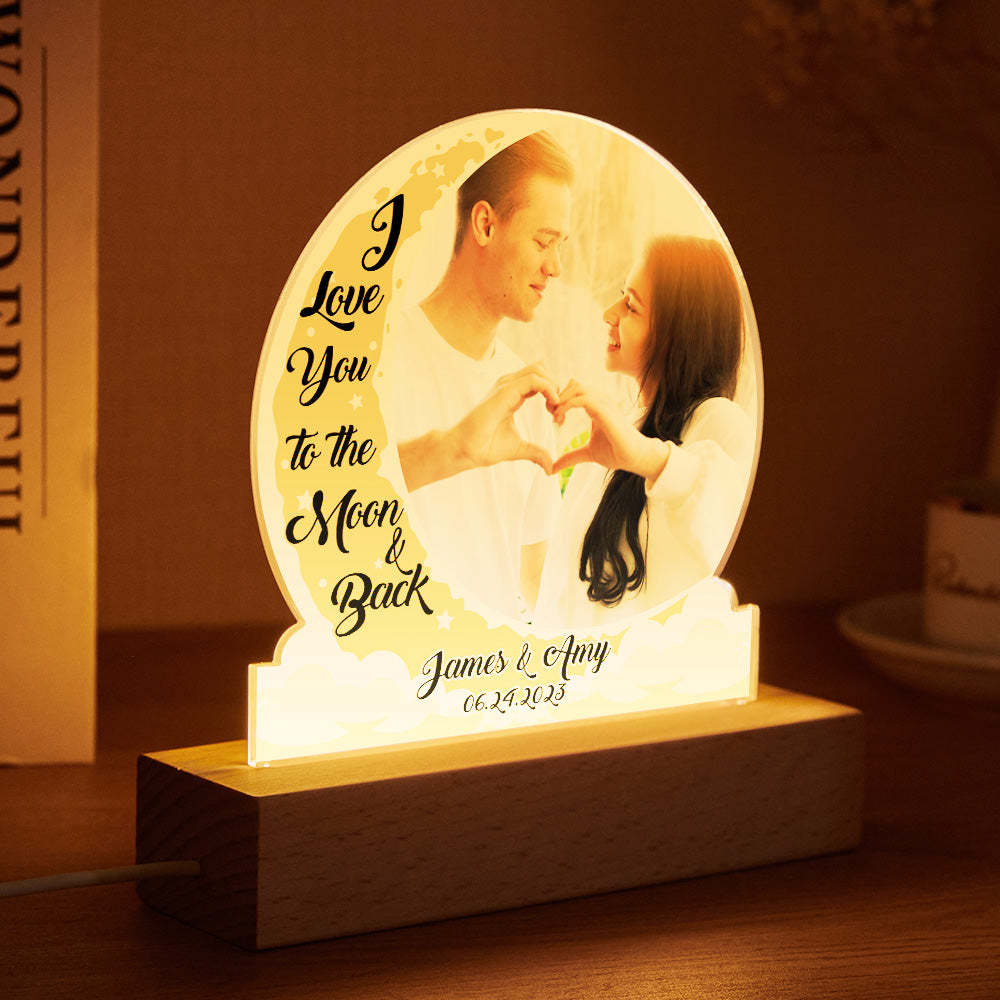 Personalized Photo Light LED Lamp for Lover with Custom Name I Love You to the Moon and Back - mymoonlampuk