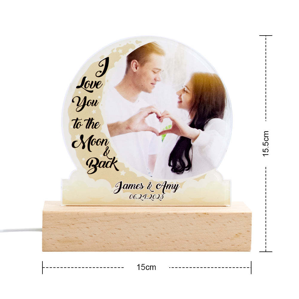 Personalized Photo Light LED Lamp for Lover with Custom Name I Love You to the Moon and Back - mymoonlampuk