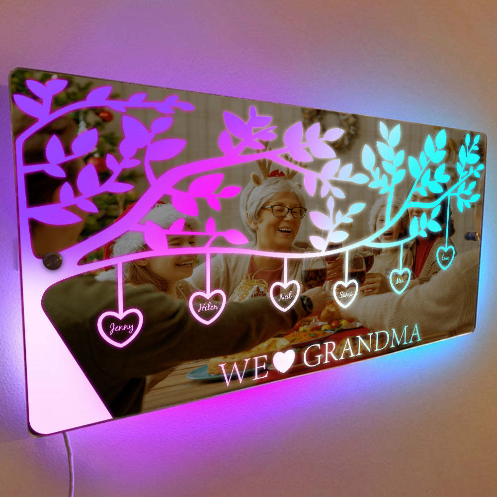 Personalized Name Custom Family Tree Led Mirror Light - mymoonlampuk