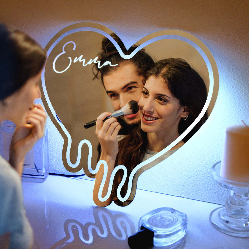 Personalized Name Mirror Light Melting Heart Colorful Gift - mymoonlampuk