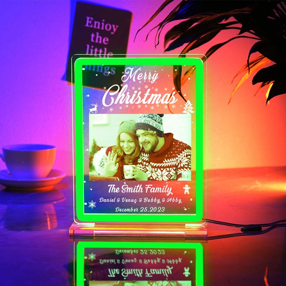 Personalised Photo Night Light With Neon Sign Custom Text Plaque Lamp Christmas Gifts - mymoonlampuk