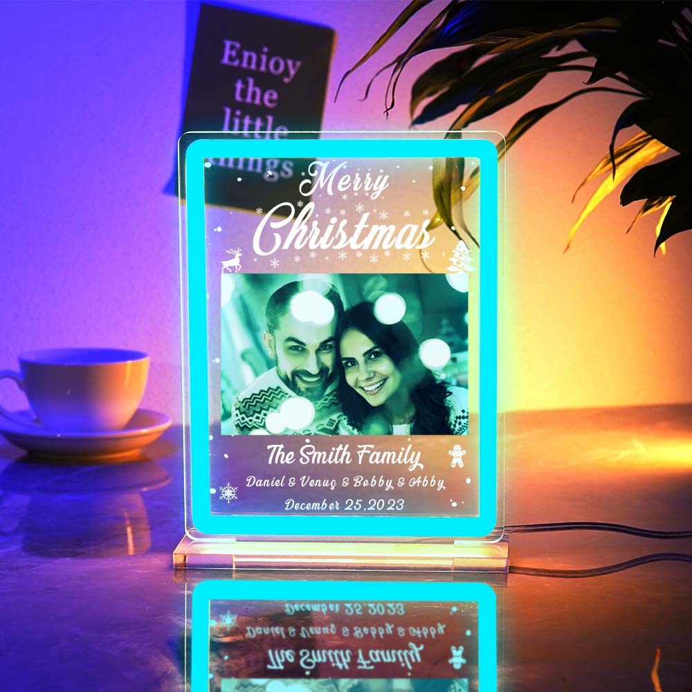 Personalised Photo Night Light With Neon Sign Custom Text Plaque Lamp Christmas Gifts - mymoonlampuk