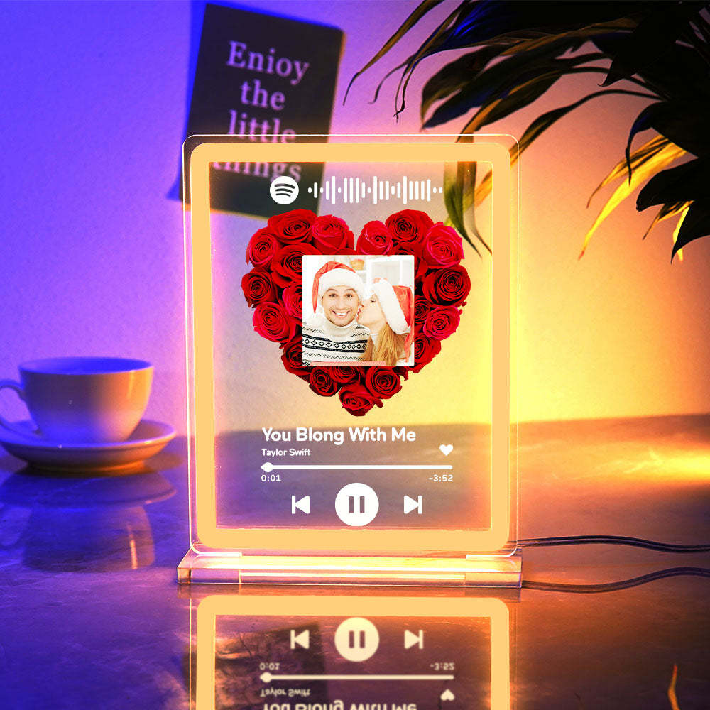 Custom Photo Spotify Rose Flower Night Light Scannable Music Code Neon Sign Lamp Valentine's Day Gifts - mymoonlampuk