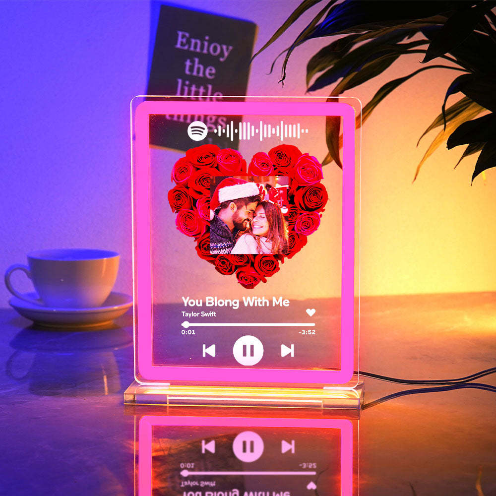 Custom Photo Spotify Rose Flower Night Light Scannable Music Code Neon Sign Lamp Valentine's Day Gifts - mymoonlampuk