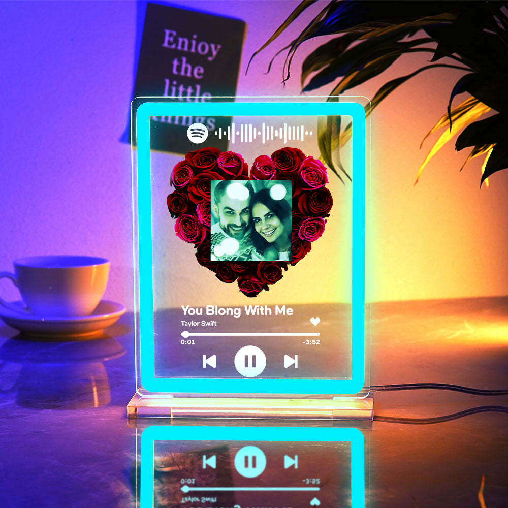 Custom Photo Spotify Rose Flower Night Light Scannable Music Code Neon Sign Lamp Valentine's Day Gifts - mymoonlampuk