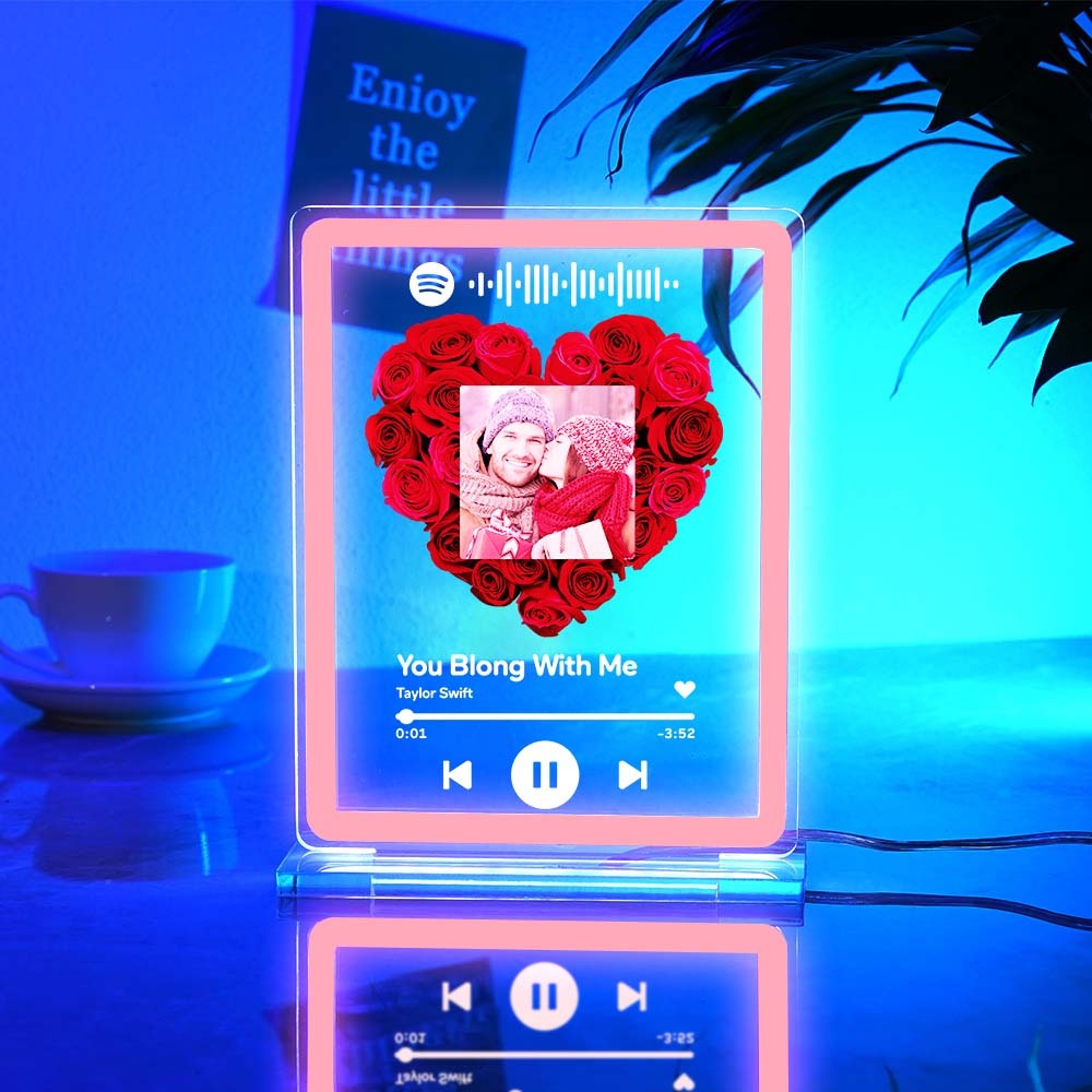 Custom Photo Spotify Rose Flower Night Light Scannable Music Code Neon Sign Lamp Valentine's Day Gifts - mymoonlampuk