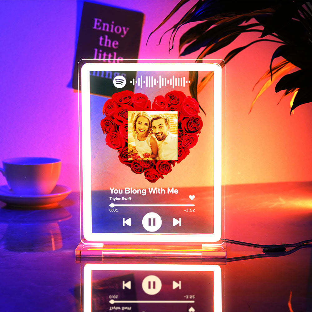 Custom Photo Spotify Rose Flower Night Light Scannable Music Code Neon Sign Lamp Valentine's Day Gifts - mymoonlampuk
