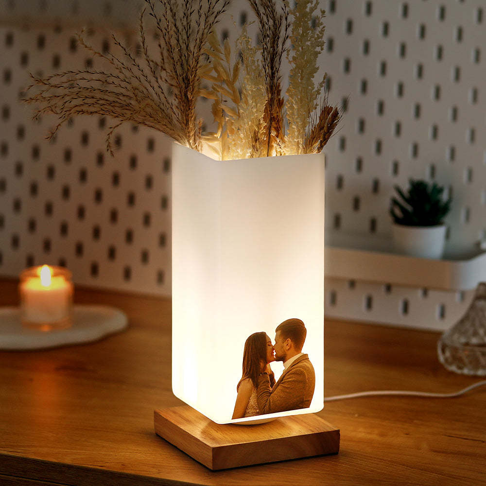 Custom Photo Vase Night Light Personalized Elegant Lamp Valentine's Day Gifts - mymoonlampuk