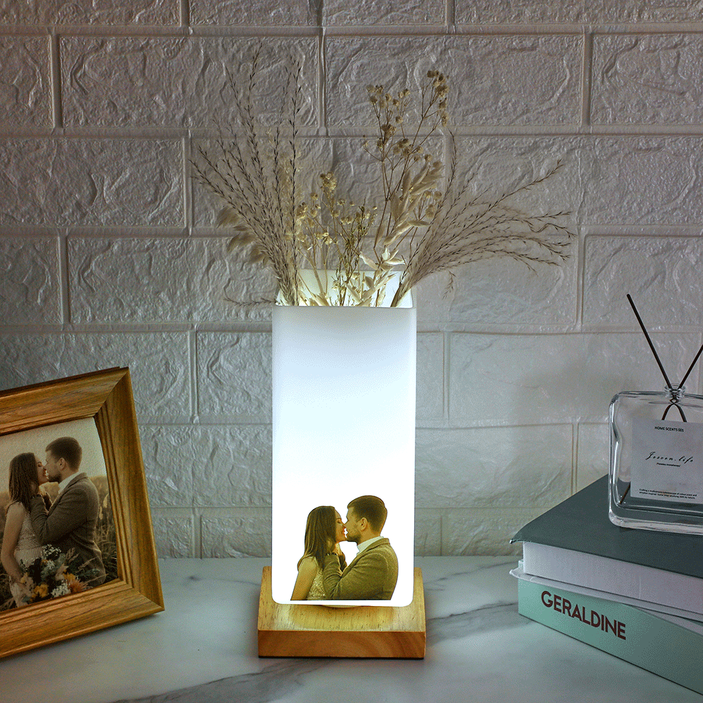 Custom Photo Vase Night Light Personalized Elegant Lamp Valentine's Day Gifts - mymoonlampuk