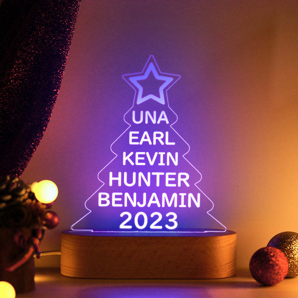 Custom Family Names Christmas Tree Night Light Colorful Acrylic Lamp Christmas Day Gifts - mymoonlampuk