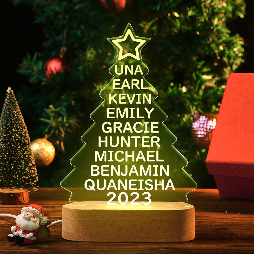 Custom Family Names Christmas Tree Night Light Colorful Acrylic Lamp Christmas Day Gifts - mymoonlampuk