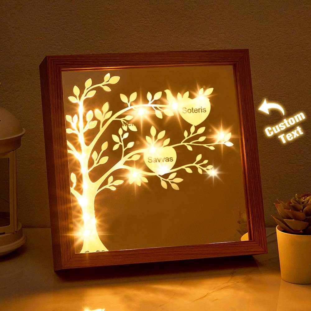 Personalized Name Family Tree Mirror NIght Light Freestanding Home Decor Gifts For Mom - mymoonlampuk