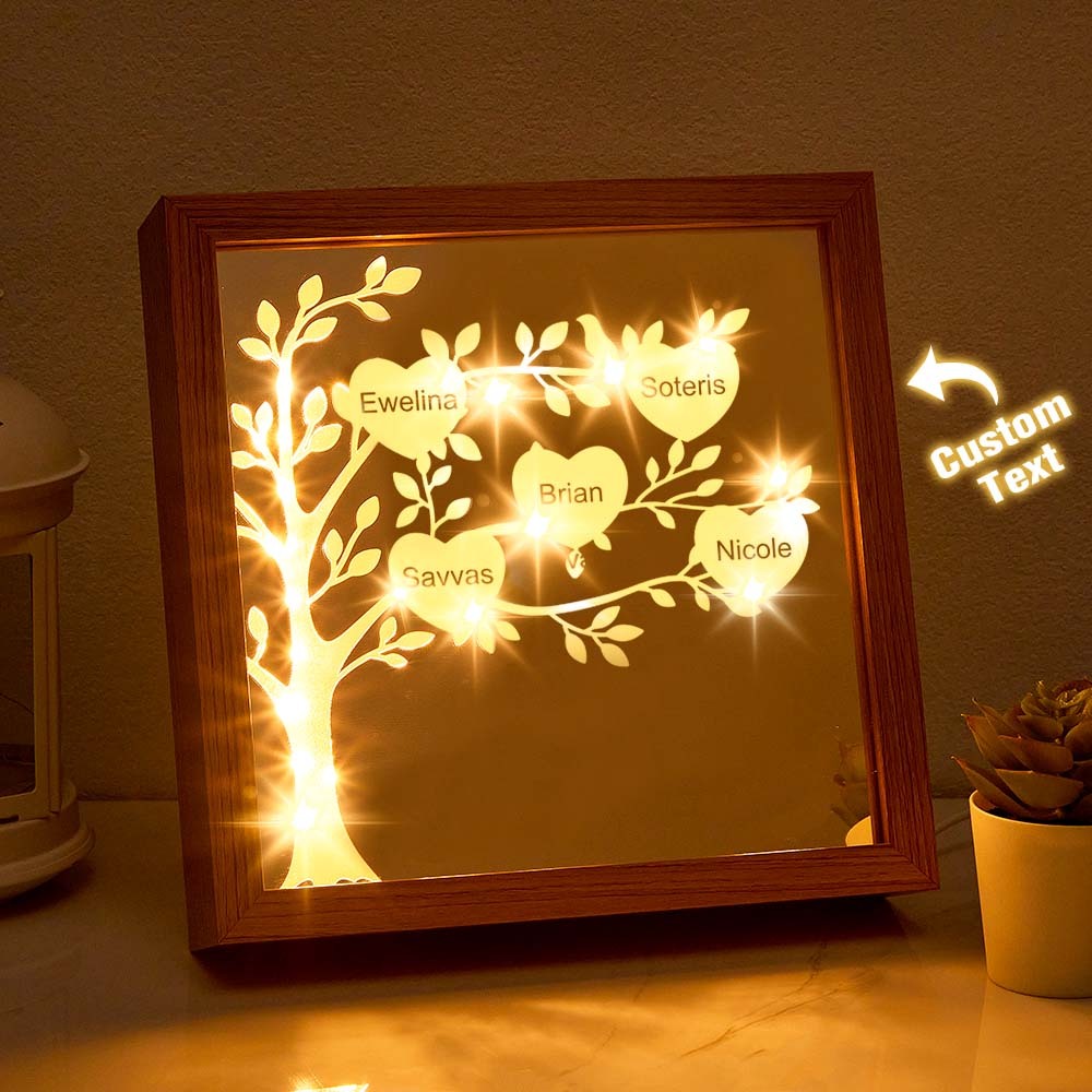 Personalized Name Family Tree Mirror NIght Light Freestanding Home Decor Gifts For Mom - mymoonlampuk