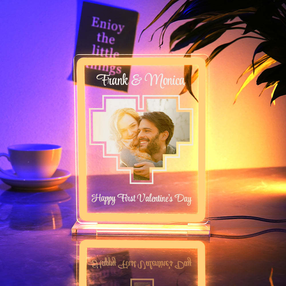 Personalized Acrylic Plaque Neon Night Light Dreamy Atmosphere With Your Photo and Name Gift For Girlfriend - mymoonlampuk