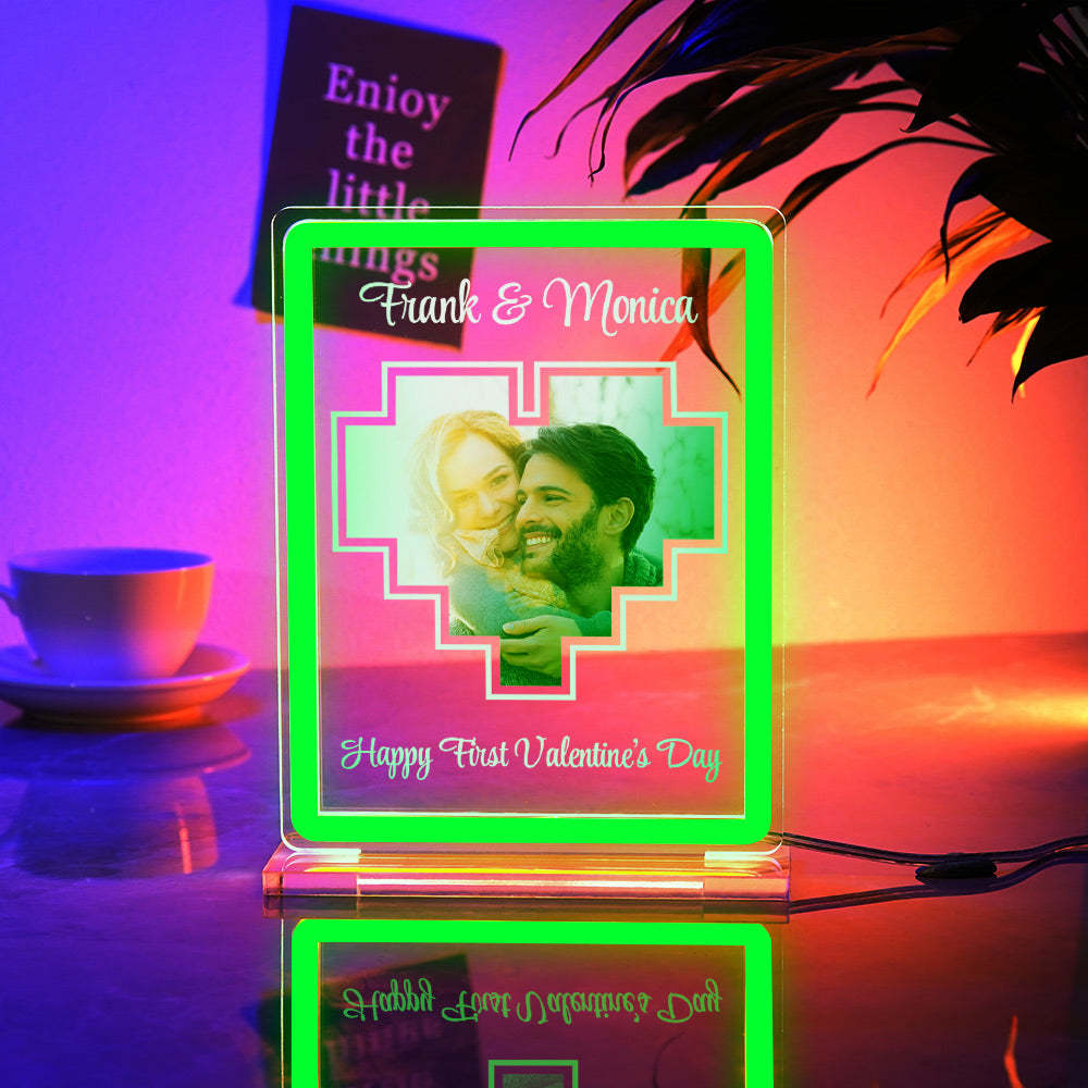 Personalized Acrylic Plaque Neon Night Light Dreamy Atmosphere With Your Photo and Name Gift For Girlfriend - mymoonlampuk