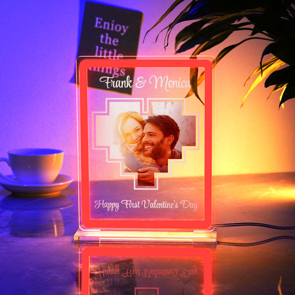 Personalized Acrylic Plaque Neon Night Light Dreamy Atmosphere With Your Photo and Name Gift For Girlfriend - mymoonlampuk