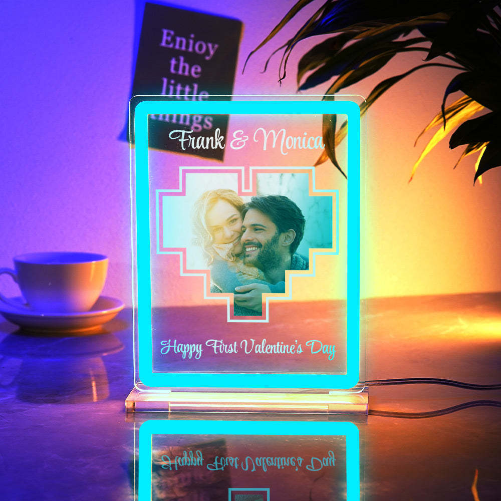 Personalized Acrylic Plaque Neon Night Light Dreamy Atmosphere With Your Photo and Name Gift For Girlfriend - mymoonlampuk