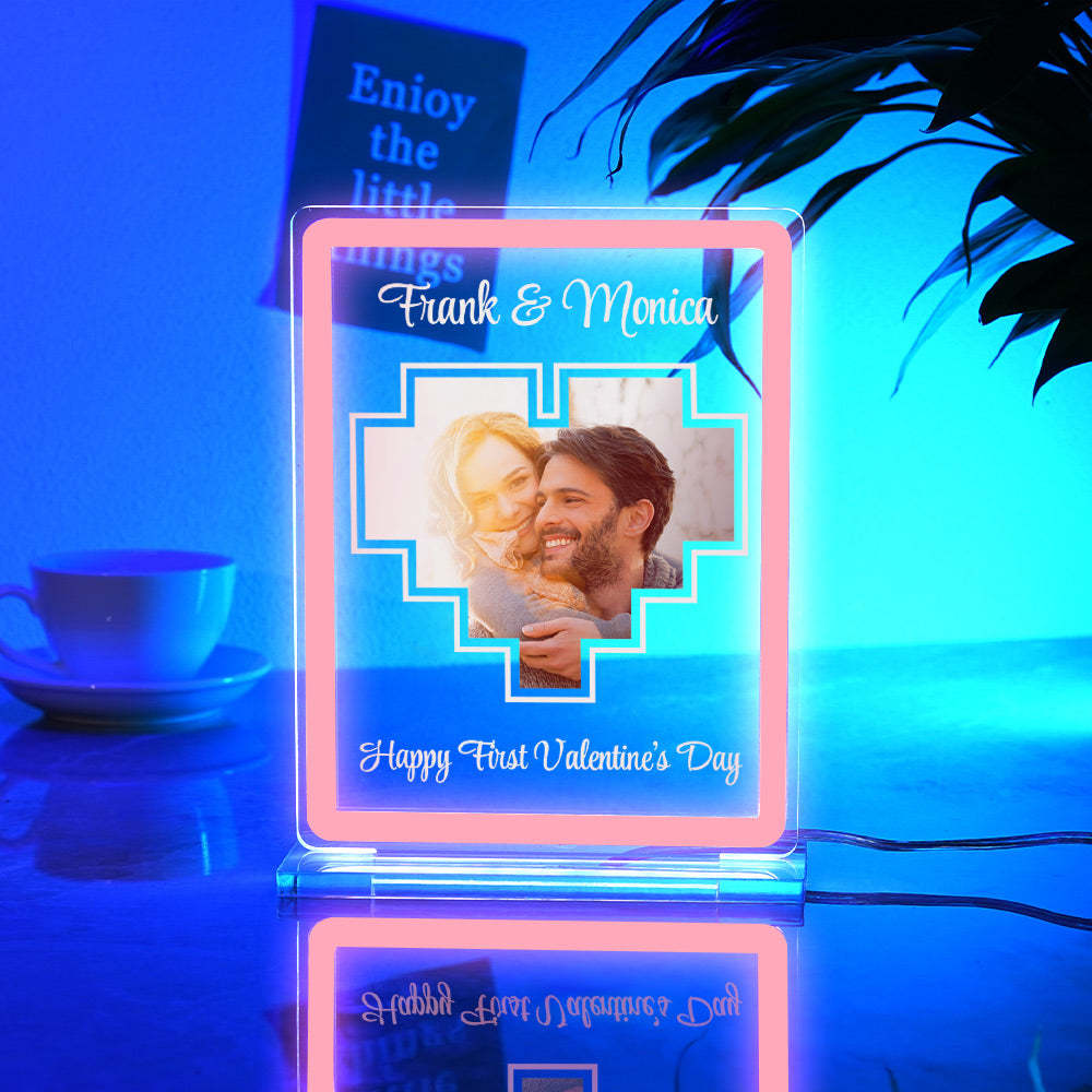 Personalized Acrylic Plaque Neon Night Light Dreamy Atmosphere With Your Photo and Name Gift For Girlfriend - mymoonlampuk