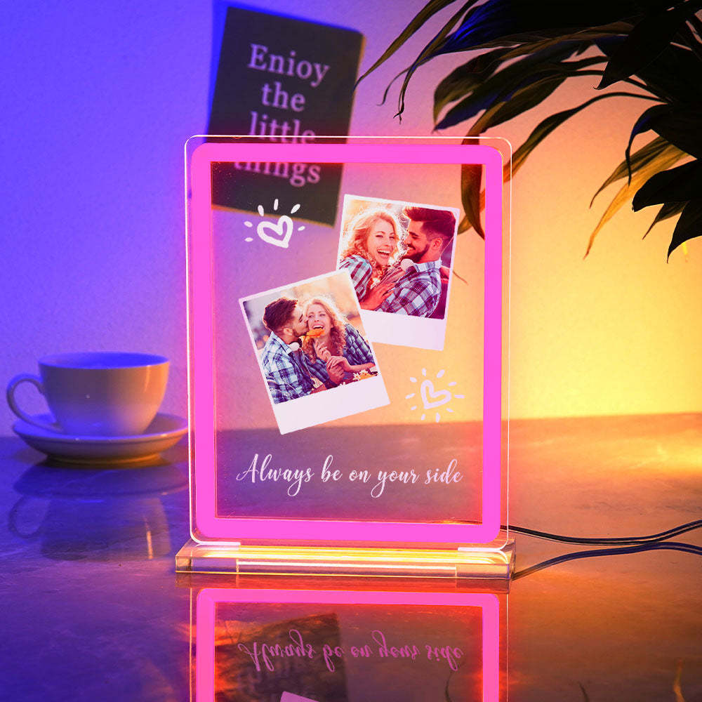 Custom Polaroid Photo Design Neon Night Light Colorful Acrylic Plaque Lamp Gifts For Couples - mymoonlampuk