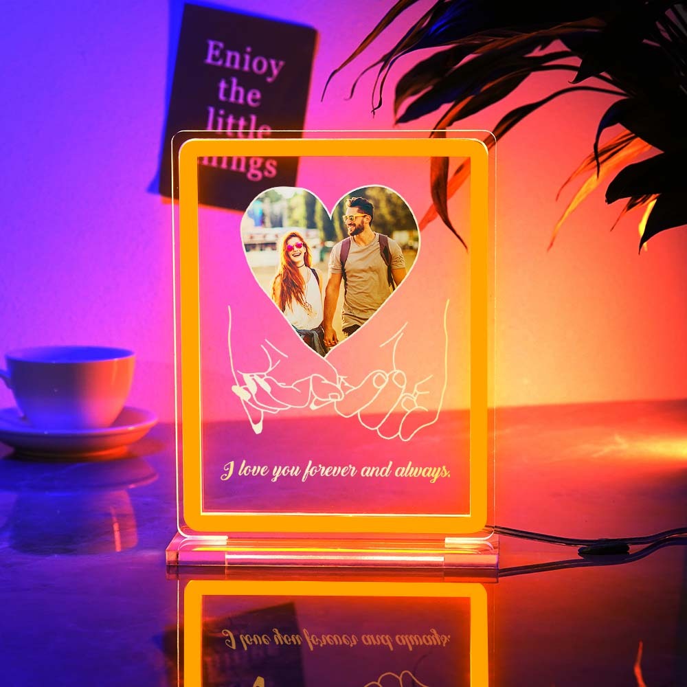 Personalized Photo Neon Sign Night Light Love Heart Custom Text Hand In Hand Plaque Lamp Valentine Gifts - mymoonlampuk