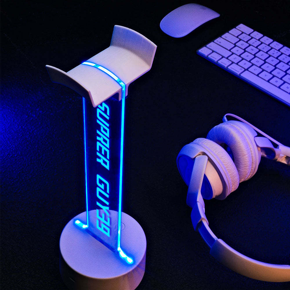Personalized Text Headphone Stand Night Light Trendy Gamer Headset Holder Gifts For Him - mymoonlampuk