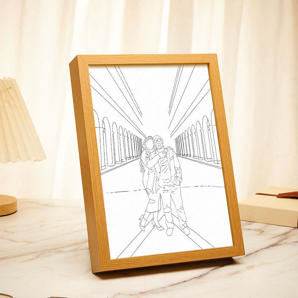 Custom Photo Lamp Personalized Line Art Light Valentine's Gifts for Her - mymoonlampuk