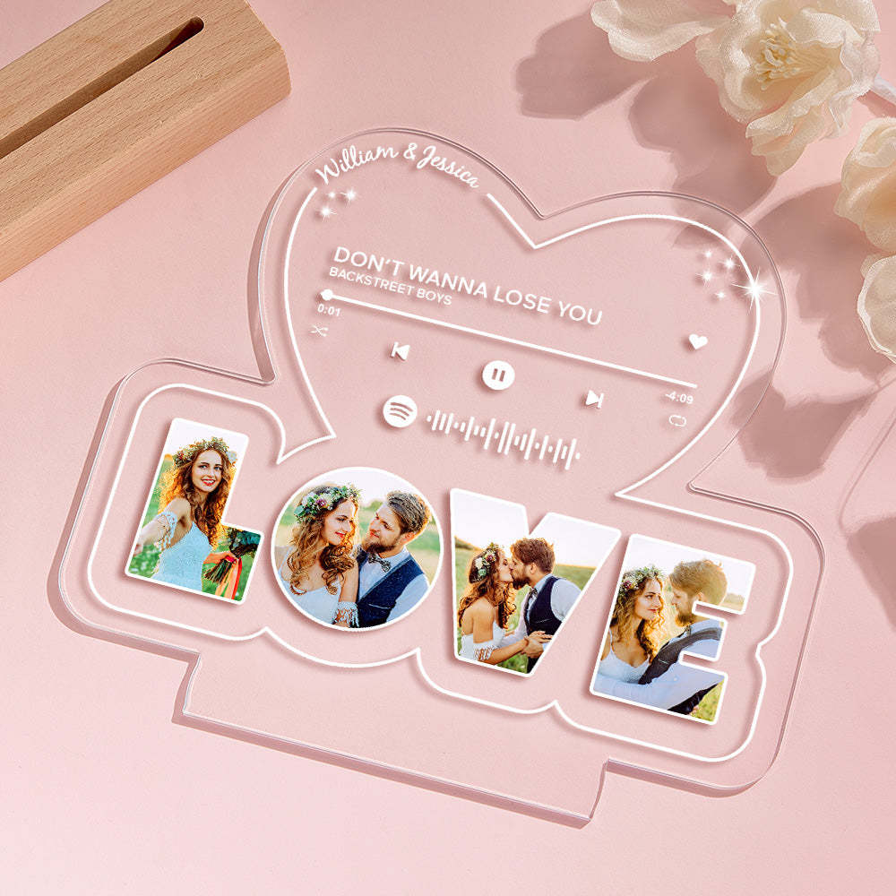 Custom Photo LOVE Night Light Personalized Spotify Code Music Plaque Lamp Valentine Gifts - mymoonlampuk