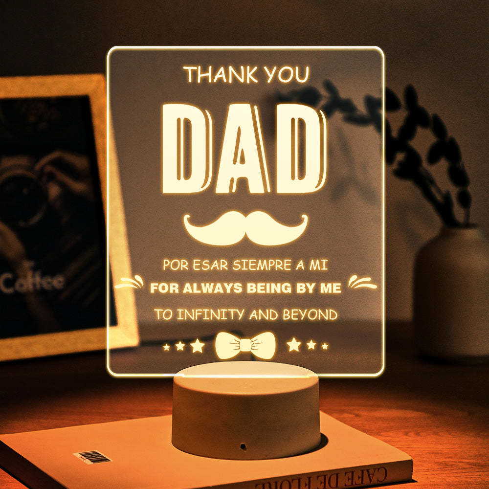 Custom Text Night Lamp Acrylic LED Night Light  Dad Night Lamp Father's Day Gifts For Him - mymoonlampuk