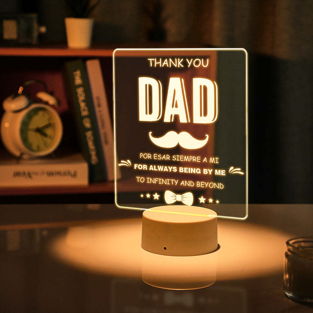 Custom Text Night Lamp Acrylic LED Night Light  Dad Night Lamp Father's Day Gifts For Him - mymoonlampuk